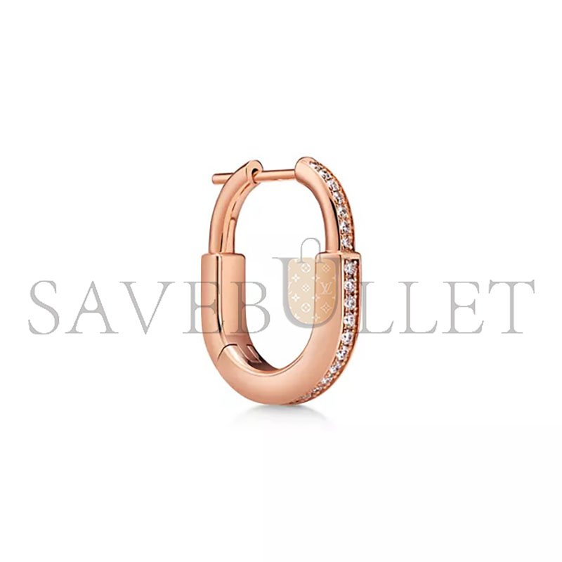 TIFFANY LOCK SMALL LOCK EARRINGS IN ROSE GOLD WITH PAVÉ DIAMONDS 74365892